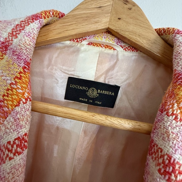 Luciano Barbera Pink Orange Silk Wool Blazer US Medium EU 46 - Picture 8 of 15
